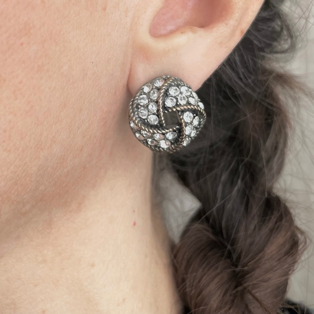1950’s Vintage crystal twisted knot woven ring earrings